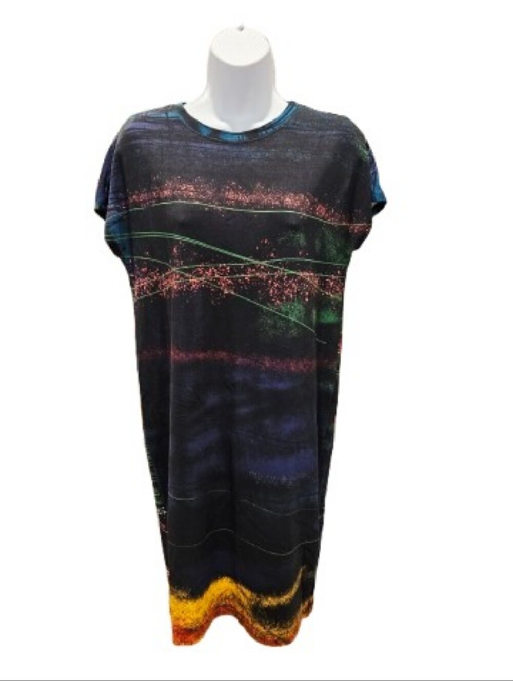 Veronique Miljkovitch Abstract Multicolor Knit Shift Dress Size Small